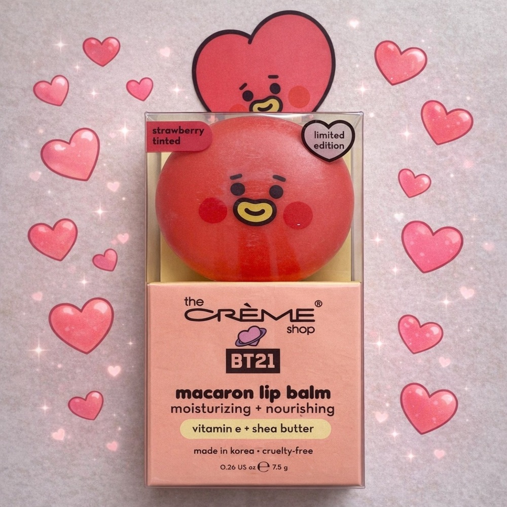 THE CREME SHOP BT21 TATA Macaron Lip Balm - Strawberry LIMITED EDITION